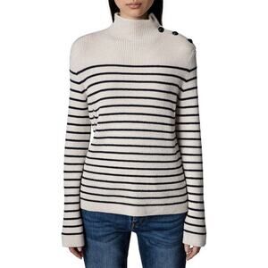 Zadig & Voltaire Sailor We Stripes Ribbed Funnel Neck Sweater In Ecru $548, XS